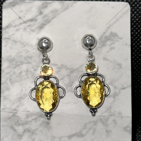 Citrine Oval Dangling Pierced earrings 💛 NWT - Picture 3 of 9